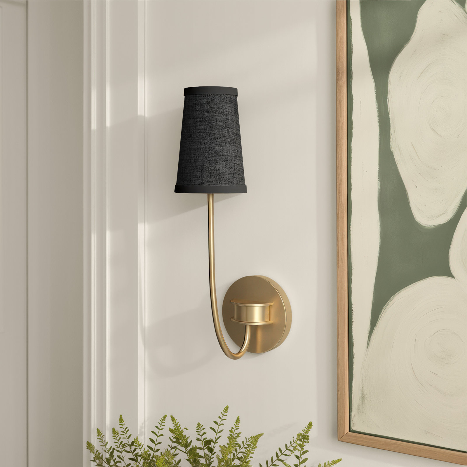 Seeley Single Light Dimmable Brass Armed Sconce