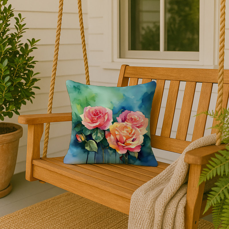 Coussin New York Roses in Watercolor, Carré 18 po