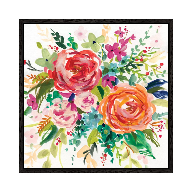 Bright Bouquet I by Carol Robinson - Painting on Canvas, Black Framed Canvas, 66.04 cm H x 66.04 cm W