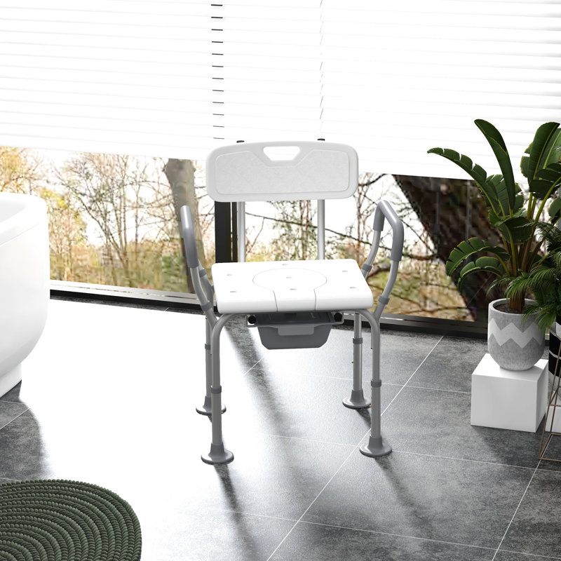 31 Shower Toilet - Height Adjustable For Seniors, White Disabled & Seniors Chair, 31, White, Height, Non-Slip Pad