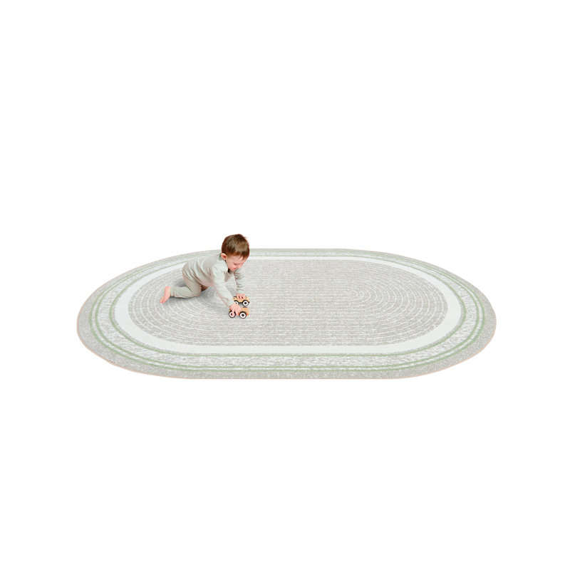 Cozy Corner Area Rug in Color Sage, Oval 3'10" x 5'4"