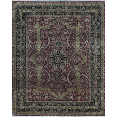 Tapis noir et vin de haute qualité noué à la main