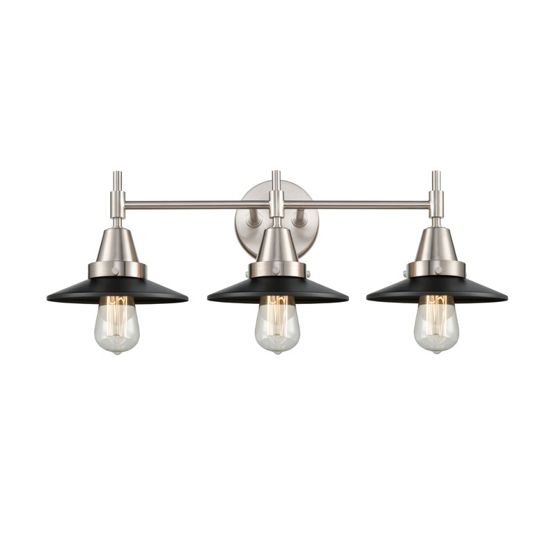 Éclairage pour meuble-lavabo à 3 lumières à intensité variable Gayle, Nickel satiné, Noir mat