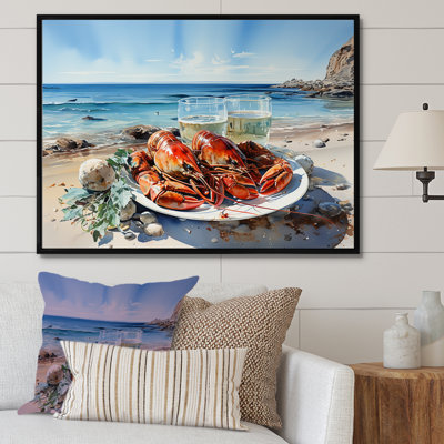 Assiette plate homard avec vue sur l'océan