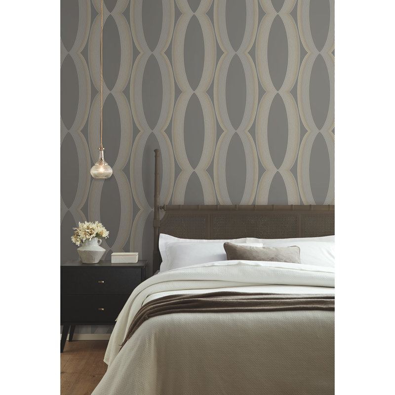 Papier peint progression Ogee, Gris anthracite