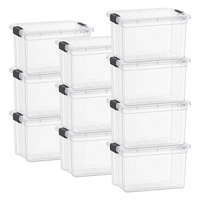  Clear Storage Box with Lid, 49 Quart Plastic Container Bins for Organizing, Stackable Crates, BPA Free, Non Toxic, Odor Free, Organizers for Home, Office, School, and Dorm,10 Pack