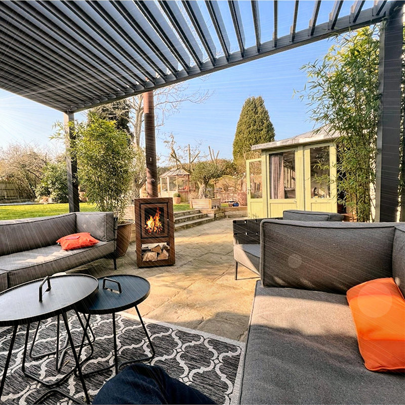 Modern Gray 10' x 10' Aluminum Louvered Pergola