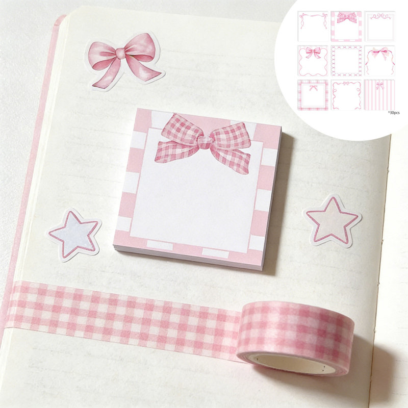 Papier, notes autocollantes, notes d'arc, rubans mignons, autocollants classés, cahiers