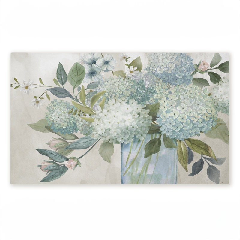 Paillasson Blue Hydrangeas Galore, par Nan, 18 po x 30 po, Hydrangées bleues contrastées