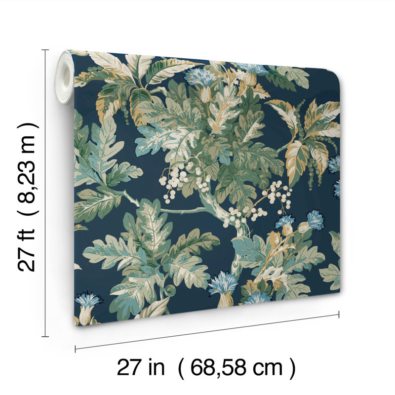 Briarwood Floral Wallpaper Double Roll, Navy