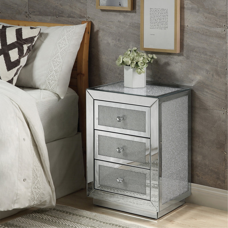 Table de chevet avec trois tiroirs Glam Style