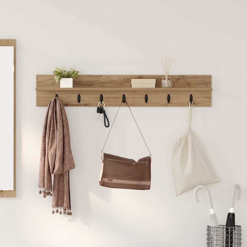 Wall-Mounted Coat Rack 100 X 10.5 X 18 Cm, Artisan Oak
