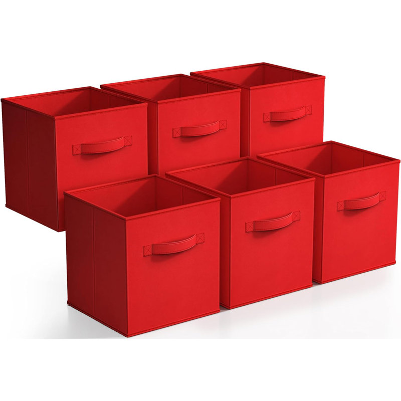 Sorbus 11" Foldable Storage Cubes with Handles, Red