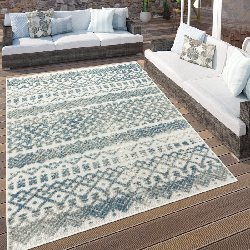 Tapis intérieur / extérieur motif treillis Marrakech avec effet haut / bas, Rectangle 3 pi 11 po x 5 pi 7 po