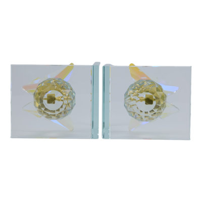 Serre-livres décoratifs en cristal et papillons décoratifs pour la maison et les tablettes décoratives - Décoration moderne pour animaux pour bibliothèque et bureau - ensemble de 2, 6 po, transparent