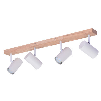 Deckenstrahler 4-flammig GU10 Schwenkbar 350° Holz Flurlampe Ripoll 60 cm