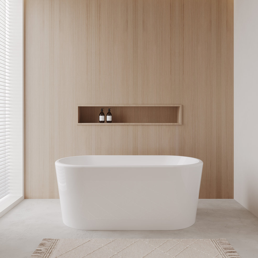 Ursula 59'' x 28'' Freestanding Soaking Acrylic Bathtub Wyndham Collection 