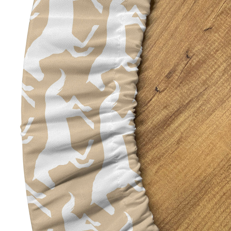 Ebern Designs Western Fitted Round Tablecloth Diameter Tan White