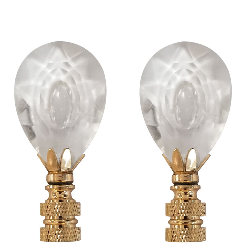 Center Cut Design Faceted Crystal Lamp Finial