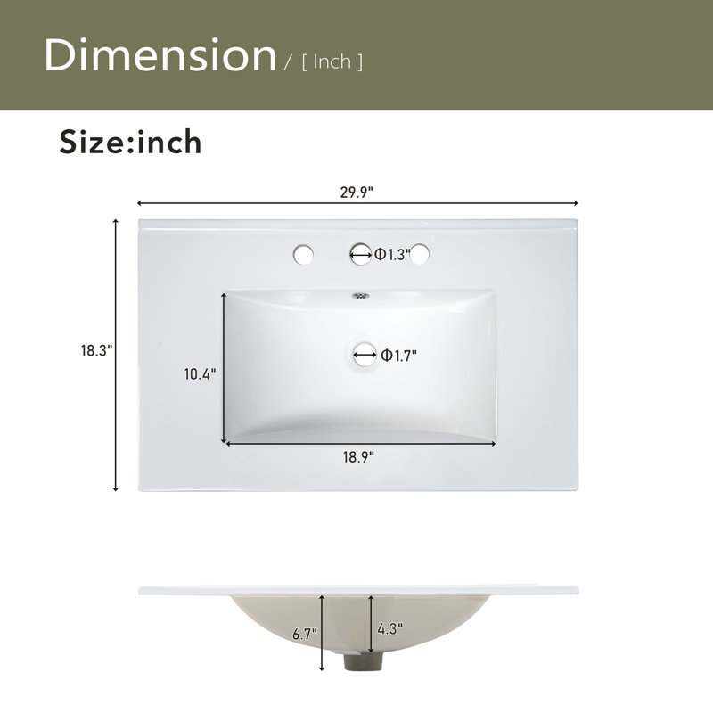 Ensemble de meuble-lavabo 30 po avec lavabo, Vert