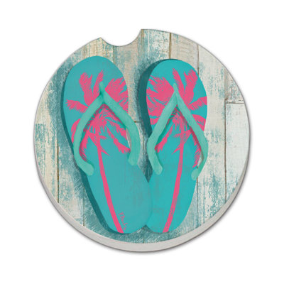 Pompano Sandals Single Round Absorbent Stone Car Coaster