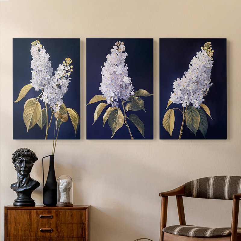 Floral Study Series LX III - Ensemble de toiles tendues avec châssis Premium - Prêt à être accroché