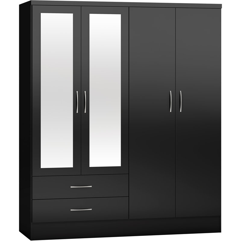 Cascio 4 Door Wardrobe, Black