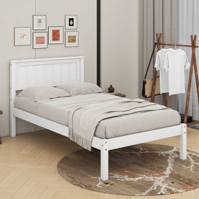 Platform Bed Frame With Headboard,Wood Slat Support
