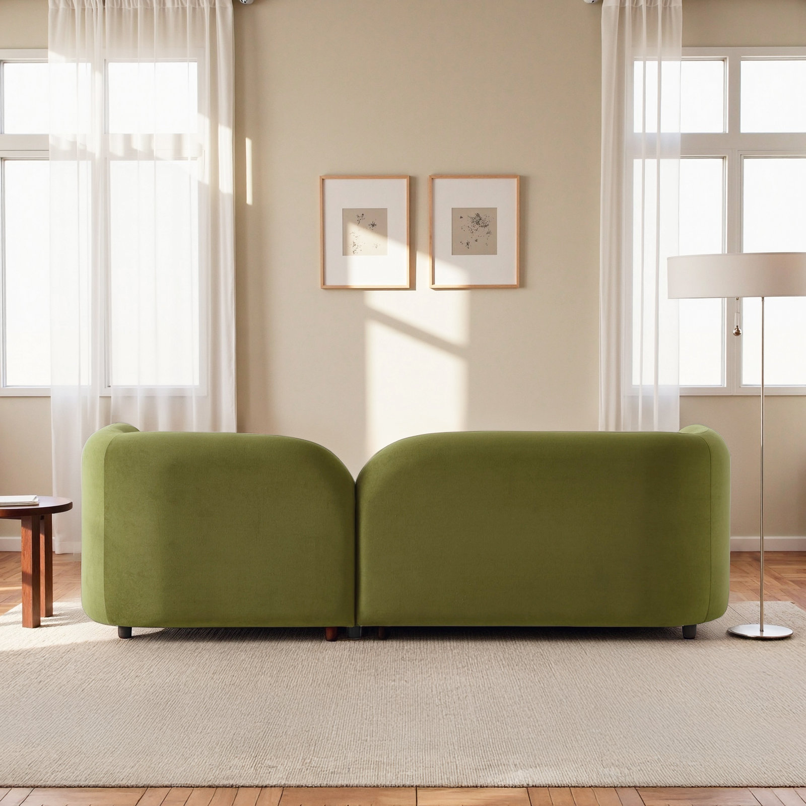 Katrien 93'' Upholstered Sofa, Olive Green Velvet