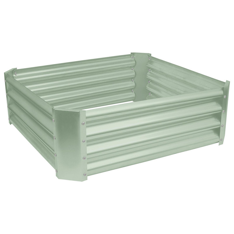 Harbour Housewares - Square Galvanised Steel Raised Garden Bed Planter, 30 H x 90 W x 90 D cm, Green