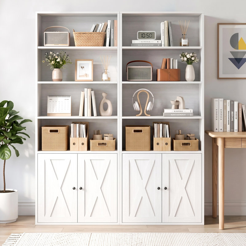 Bibliothèque ouverte avec portes Aillee 70,9 "avec portes, Blanc