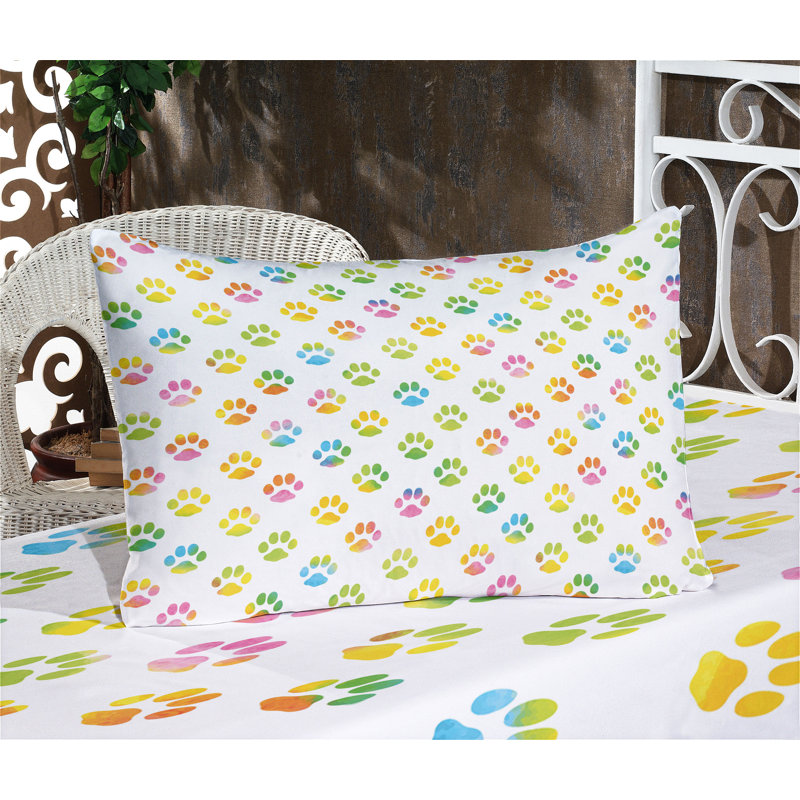 Multicolore drap-housse et coussin décoratif Ambesonne, Ensemble de draps-housses pour lit simple TG + 4 t