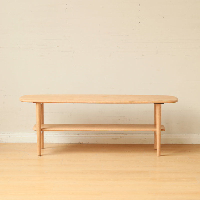 Plate Plate Table basse Largeur 120 X Profondeur 40 X Hauteur 42 Cm Bureau d'étude Facile à assembler Bois naturel avec tablette de rangement Bureau d'écriture naturel