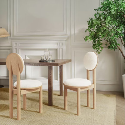 Polyester Fabric Dining Chair with wooden frame (Set of 2)