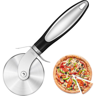 Stainless Steel Pizza Cutter Wheel, Sharp Blade Pizza Slicer With Non-Slip Handle - Dishwasher Safe Kitchen Gadgets, Large Size, Black -  Smiqbiz, S-B0BPRZN738-Z