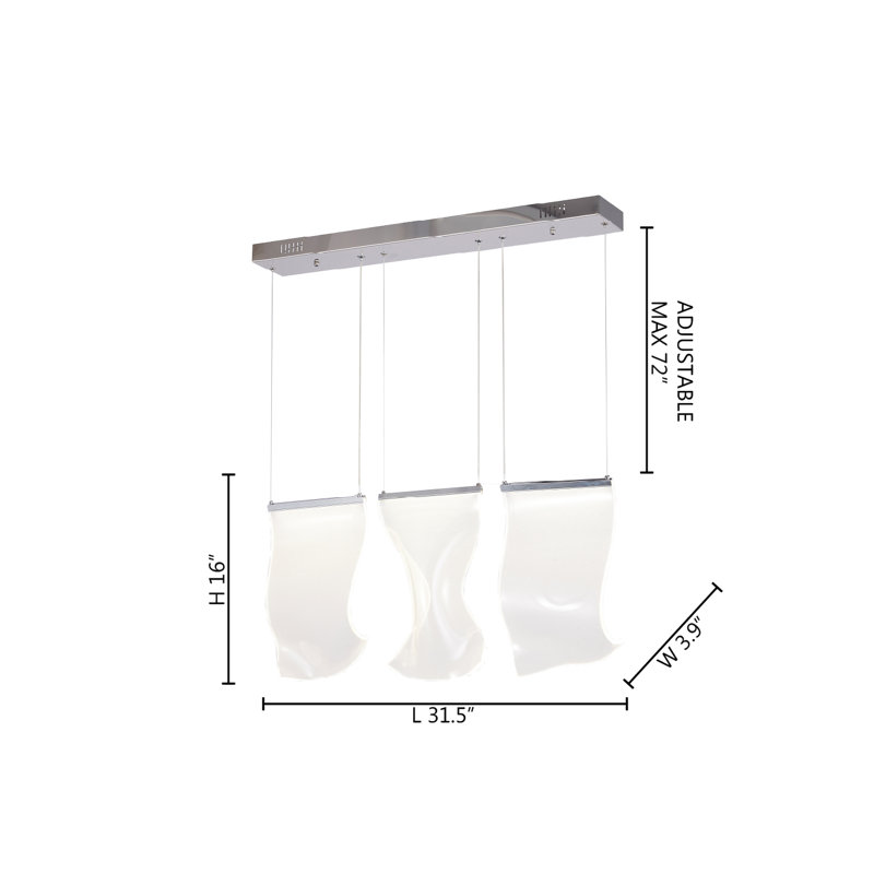 Transitional 3 Light LED Acrylic Sheet Pendant