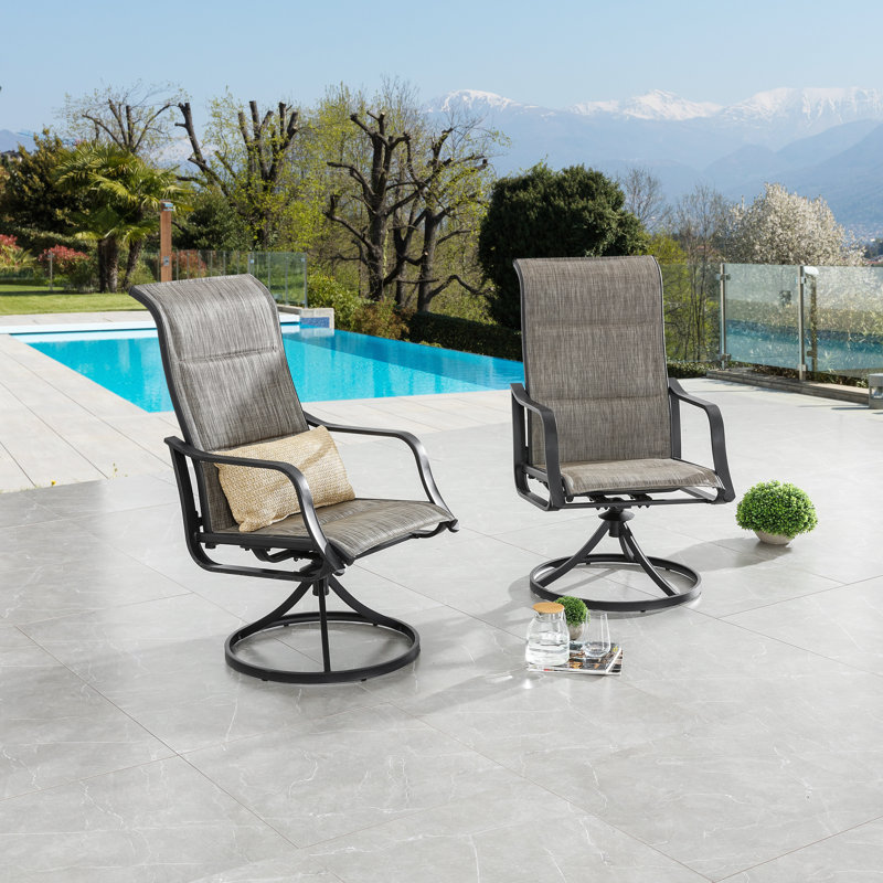 Fauteuil de patio pivotant pour ensemble repas Rusi (ensemble de 2), gris