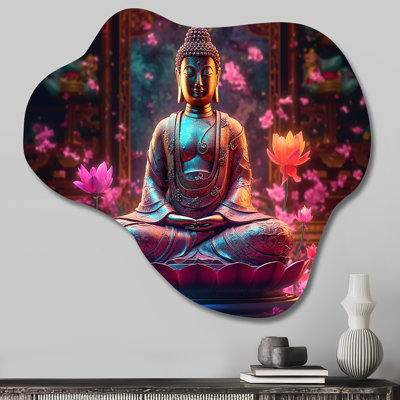 Starlight Buddha I - Asymmetrical Religious Landscape Metal Wall Art, Cloud Metal Wall Sculpture Print