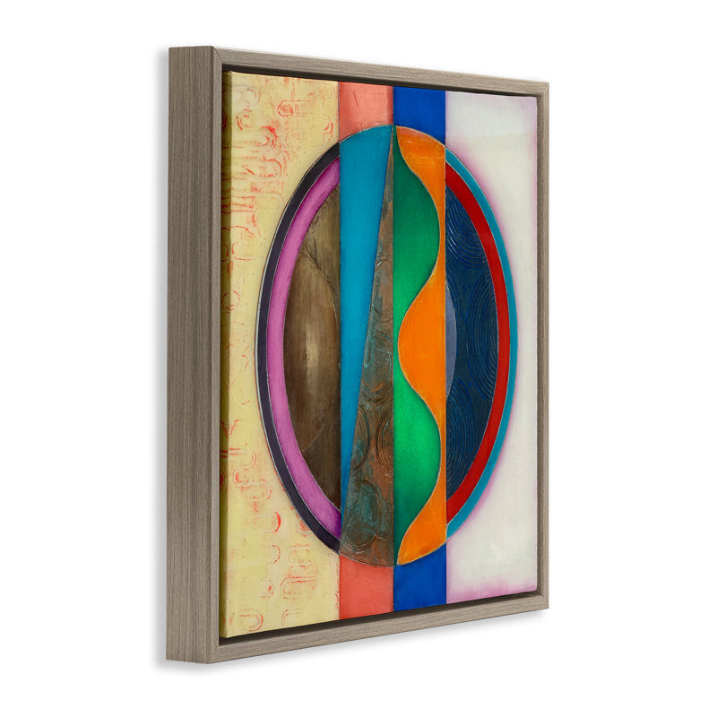 Cadre circulaire avec vagues entrecroisées, design par Matthew Finger, H 18 po x l 18 po, Cadre flottant orme Montalcino
