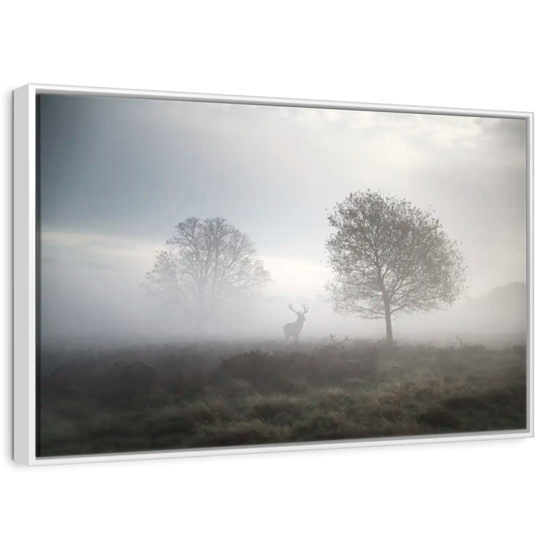 Chasse au crépuscule, Cadre flottant blanc, 25 po x 17 po