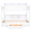 Lit superposé blanc de taille simple avec tiroir de rangement et tablettes intégrées, pour les rails supérieurs pleine longueur