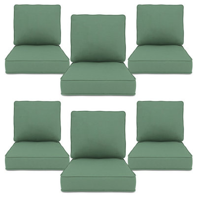 Outdoor Deep Seat Cushion Set Of 6, 23" X 24" X 4" High-Density Foam Patio Chair Cushion, Water-Repellent & UV-Resistant Olefin Fabric Cushion For Chair, Sofa, Loveseat, Patio Furniture