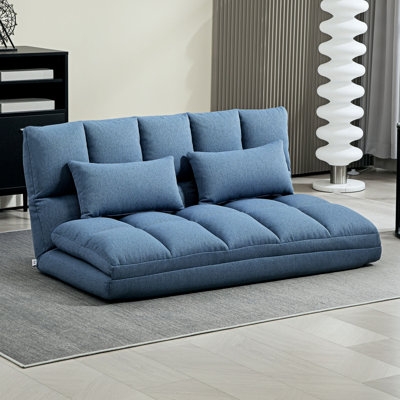 Adjustable Floor sofa Foldable Lazy Sofa Sleeper w/ 2 Pillows