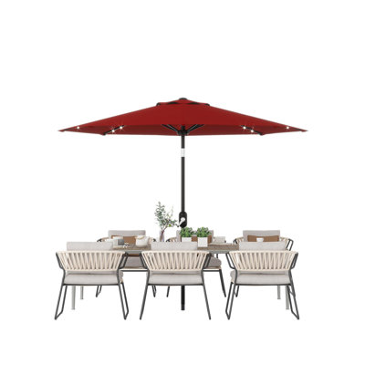 10 Ft Patio Umbrella With Solar Lights, With 40 LED Lights