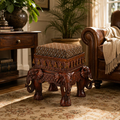 Maharajah Elephants Upholstered Footstool