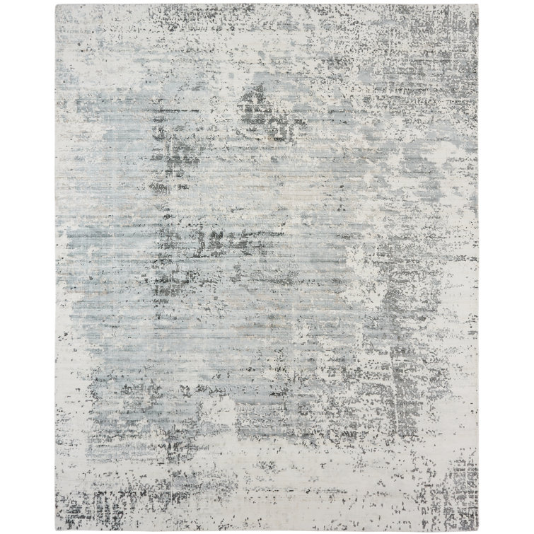 Joshua Abstract Silk Gray/Ivory Area Rug
