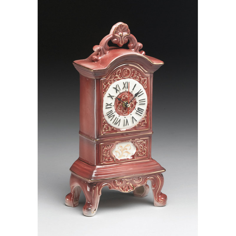 Analogue Quartz Tabletop Clock in Antique Red