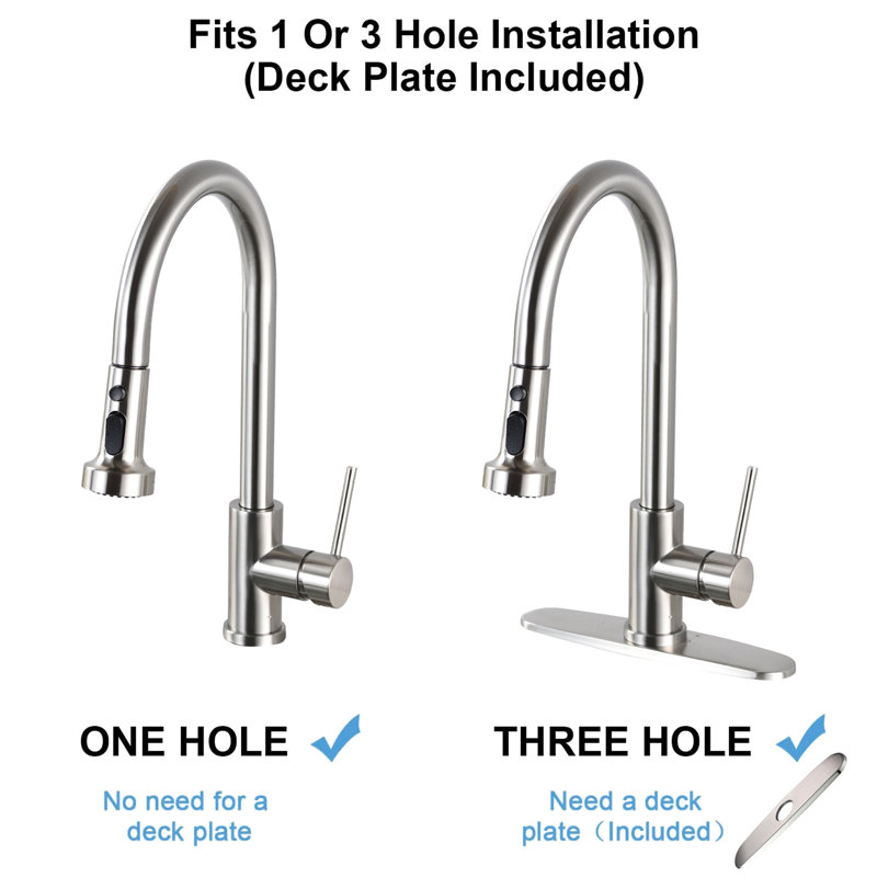 Robinet de cuisine rétractable en acier inoxydable en nickel brossé - Gratté et rouille, finition impeccable, bec pivotant sur 360 °, débit maximal de 1,8 gal / min avec, sans tache, pivotant