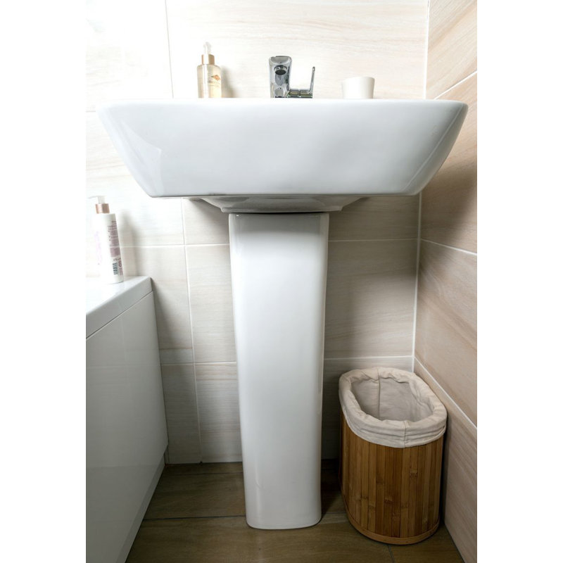  Ceramic Rectangular Full Pedestal Basin