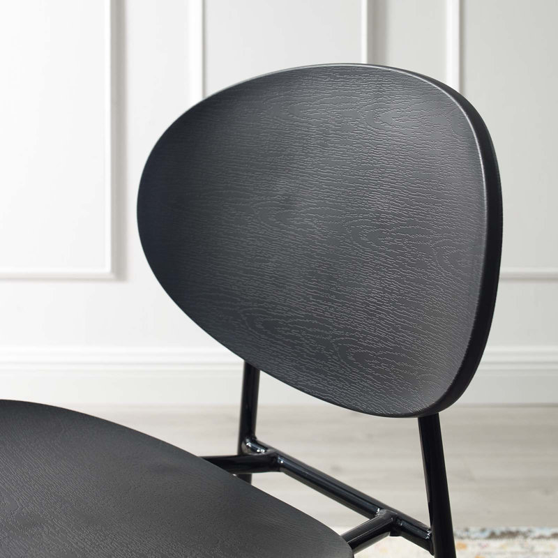 Black Metal Mid-Century Modern Stackable Side Chair Set